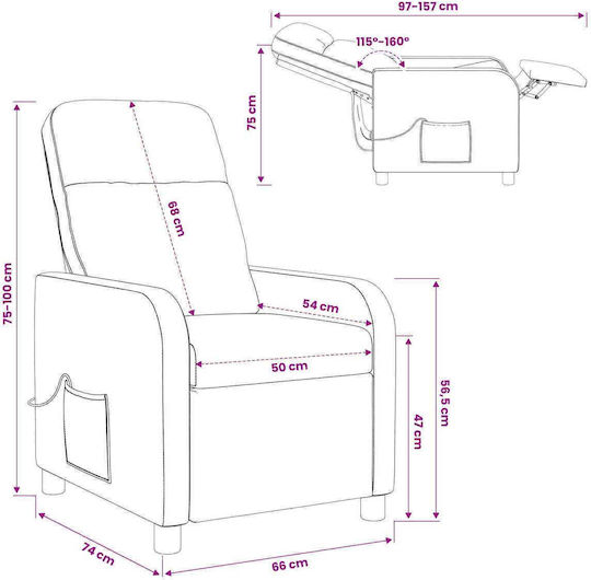 Relax Massage Sessel Lila 66x95x100cm