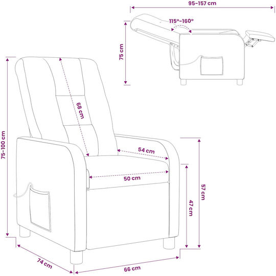 Πολυθρόνα Relax Massage με Υποπόδιο Μοβ 66x95x100cm
