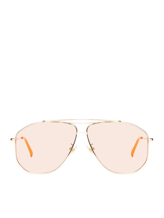 Unisex Sonnenbrillen mit Gold Metallisch Rahmen und Gold Farbe Gläser