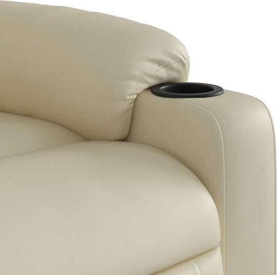 Relax Massage Armchair with Footstool Made of Artificial Leather Cream 77x93x99cm