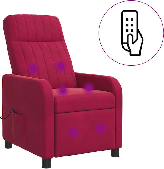 Relax Massage Velvet Red Armchair 66x95x100cm