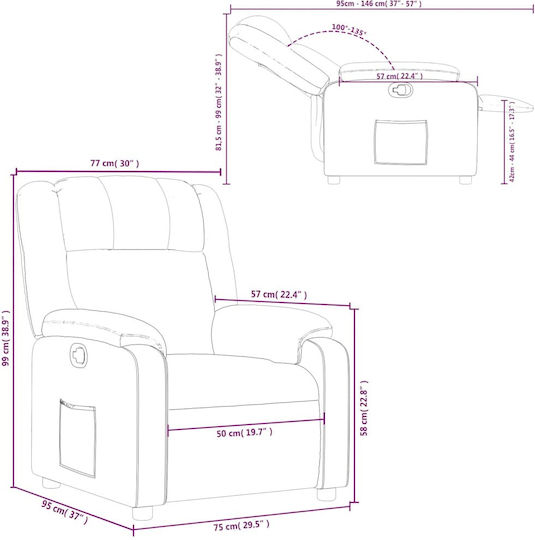 Relax Armchair with Footstool Dark Grey 77x95x99cm