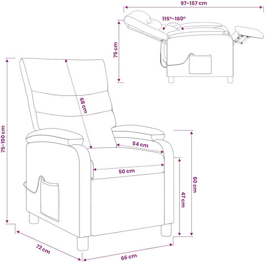 Πολυθρόνα Relax Massage από Δερματίνη Κόκκινο 66x95x100cm
