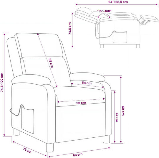 Relax Sessel Lila Massage 66x95x100cm