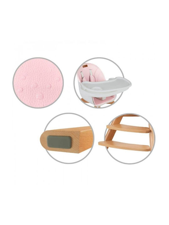 Kidwell Nobis 2-in-1 Scaun de Masă pentru Copii cu Cadru din Lemn & Scaun din Plastic Roz