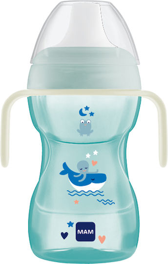 Mam Fun To Drink Cup Night Образователно Биберон Шише от Силикон с Дръжки Син за 8m+ 270ml