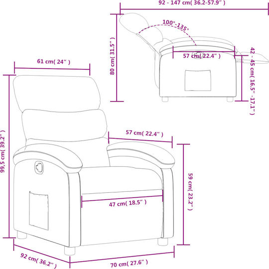 Πολυθρόνα Relax με Υποπόδιο Σκούρο Πράσινο 70x92x99.5cm