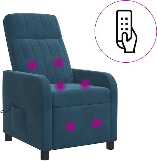 Πολυθρόνα Relax Massage Βελούδινη Μπλε 66x95x100cm