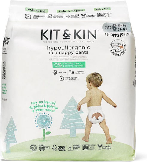 Kit & Kin Πάνες Βρακάκι No. 6 για 12-17kg 18τμχ