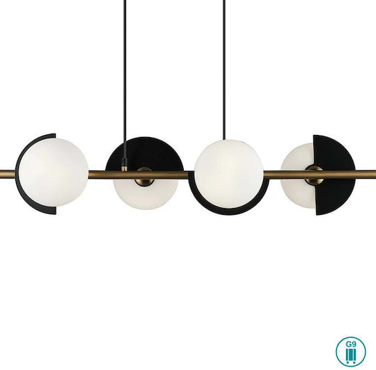 Viokef Pendant Light Black Rail for 4 Bulbs G9 78x17x126cm