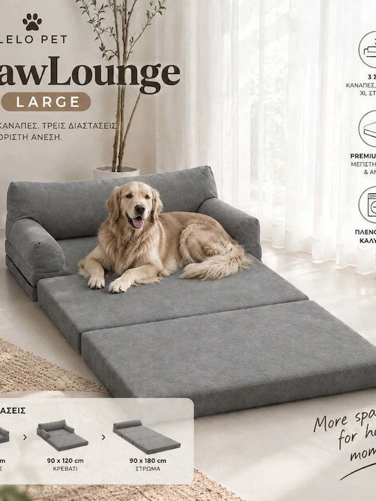 Lelo Pet Pawlounge Καναπές Κρεβάτι Σκύλου Ορθοπεδικός Γκρι 90x180εκ.
