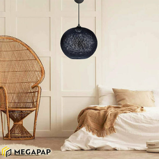 Megapap Gibson Pendant Light Black with Rope for Socket E27 30x23x70cm