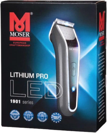 Moser Pro LED 1901-0460 Επαγγελματική Επαναφορτιζόμενη Κουρευτική Μηχανή Μαύρη 1901-0460