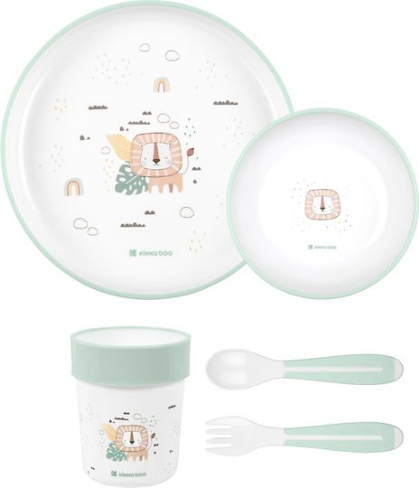 Kikka Boo Feeding Set Savanna made of Silicone Green 5pcs for 6+ months