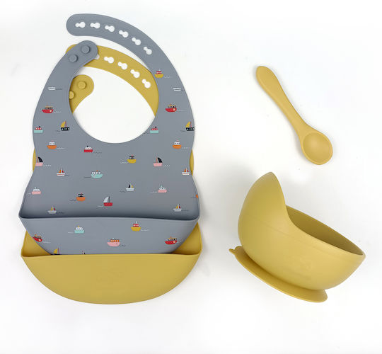 Baby Cloud Feeding Set Boats made of Silicone with Non-Slip Base Gray 4pcs for 6+ months