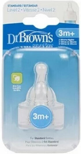 Dr. Brown's Options Θηλές από Σιλικόνη Μέτριας Ροής για 3+ μηνών 2τμχ