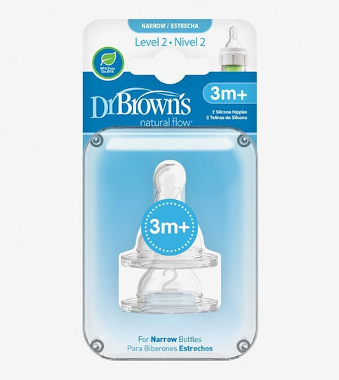Dr. Brown's Options Θηλές από Σιλικόνη Μέτριας Ροής για 3+ μηνών 2τμχ