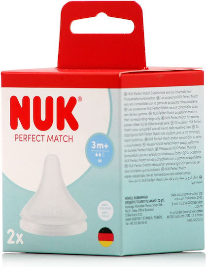 Nuk Perfect Match Биберони от Силикон със Среден Поток за 3+ Месеца 2 Броя