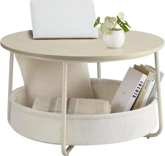 Măsuță Centrală Rotundă Din Lemn Lemn Deschis L75xL75xÎ45cm