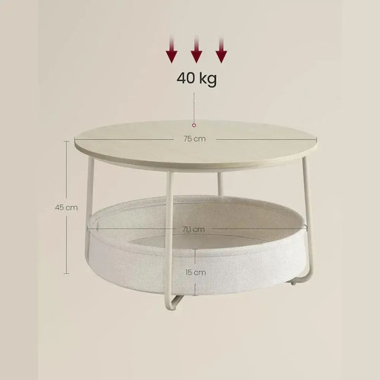 Măsuță Centrală Rotundă Din Lemn Lemn Deschis L75xL75xÎ45cm