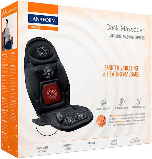 Lanaform Back Massager Седалка Масаж с Вибрация и Функция за Отопление Черен