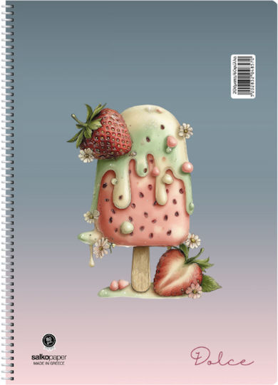 Salko Paper Spiral Ruled Notebook A4 120 Paper Sheets 2 Subjects (Miscellaneous Designs)
