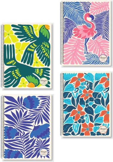 Shape Notebooks Spiral Heft Geregelt A4 60 Blätter 2 Themen 1Stück (Μverschiedene Designs/Farben)