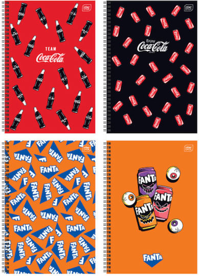 interDRUK Spiral School Notebook Ruled B5 90 Paper Sheets 3 Subjects Coca Cola (Various Designs or Colours)