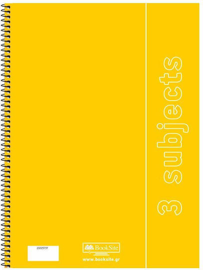 Booksite Spiral Ruled Notebook A4 3 Subjects Yellow