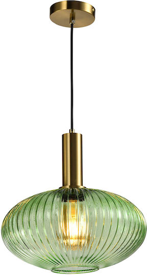 Eurolamp Topaz Κρεμαστό Φωτιστικό Πράσινο με Ντουί E27 30x30x17.1εκ.