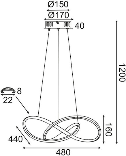 Aca Gordius Pendant Ceiling Light Bronze LED with Warm White Light 48cm