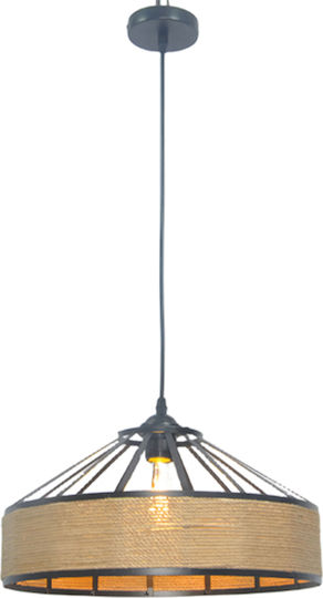 Eurolamp Helios Ceiling Light Black with Rope for E27 Socket 40x130x130cm