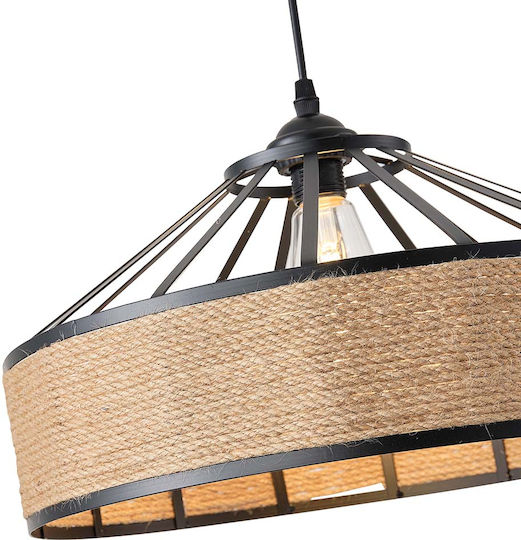 Eurolamp Helios Ceiling Light Black with Rope for E27 Socket 40x130x130cm