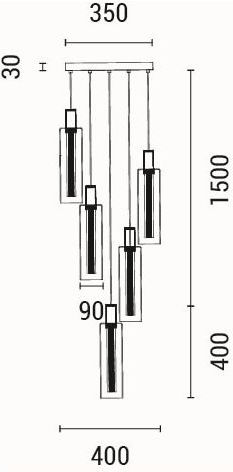 Eurolamp Vial Ceiling Light Transparent LED with Warm White Light 35x35x193cm