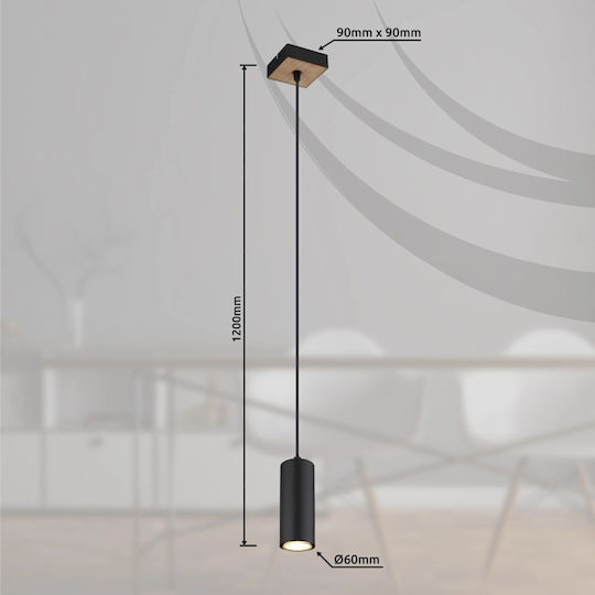 Globo Lighting Hängelampe Schwarz mit Fassung GU10 5.5x5.5cm.