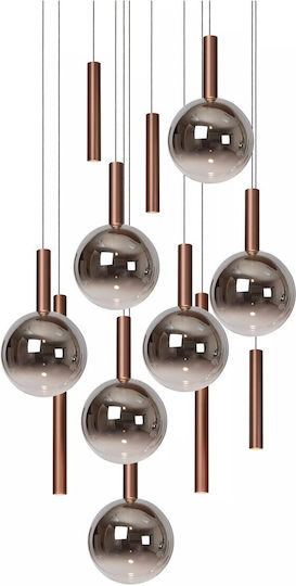 Lucide Lightning Jasmine Κρεμαστό Φωτιστικό Χάλκινο LED με Ρυθμιζόμενο Λευκό Φως 75x75εκ.