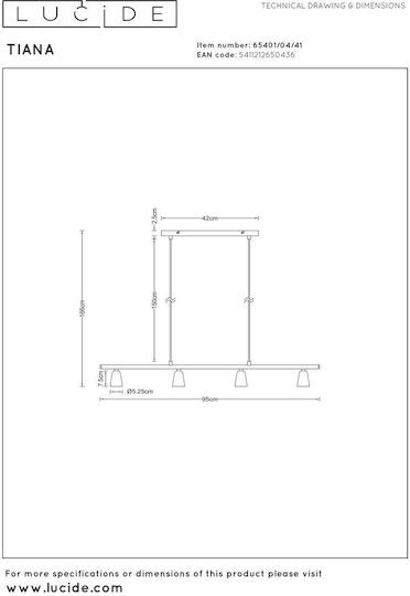Lucide Lightning Tiana Ceiling Light 95x8cm