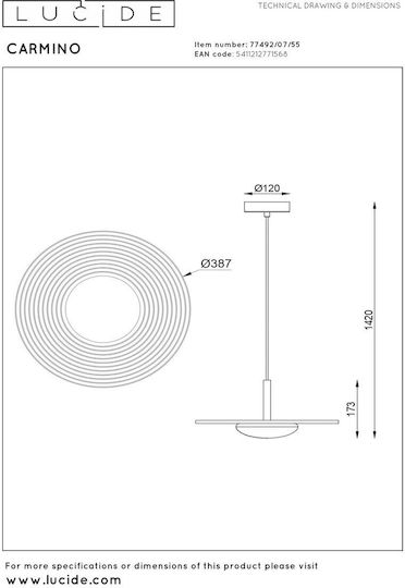 Lucide Lightning Carmino Ceiling Light Orange LED with Warm White Light 38.7x38.7cm