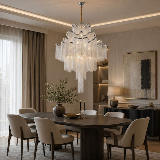 Artekko Κρεμαστό Φωτιστικό Ασημί 90x90x110εκ.