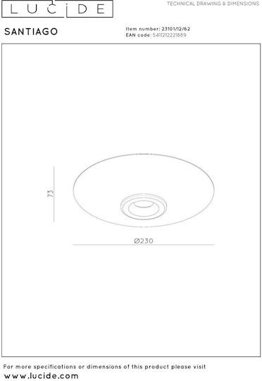 Lucide Lightning Santiago Πλαφονιέρα 23εκ. LED