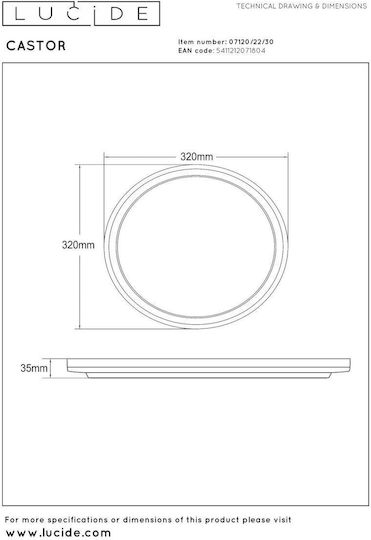 Lucide Lightning Castor Πλαφονιέρα Οροφής 32εκ. με Ενσωματωμένο LED