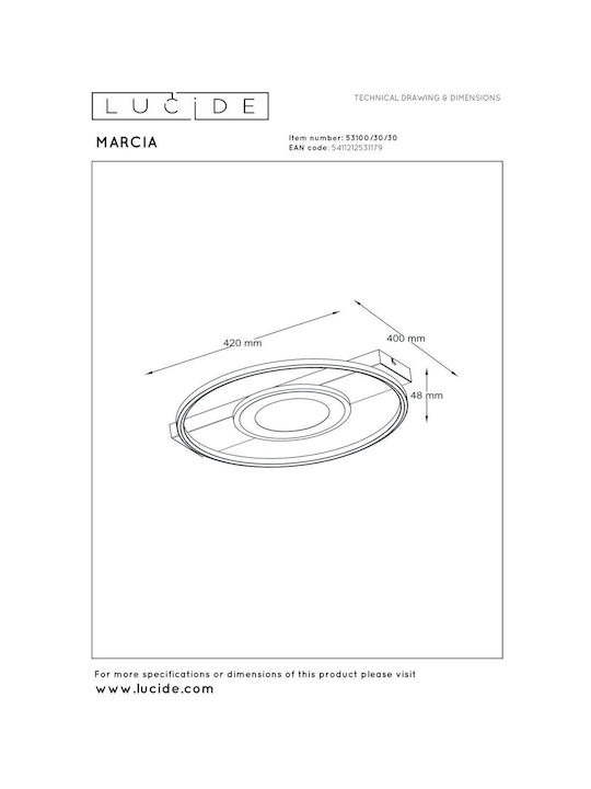 Lucide Lightning Marcia Plafonieră De Tavan Neagră Cu LED Integrat