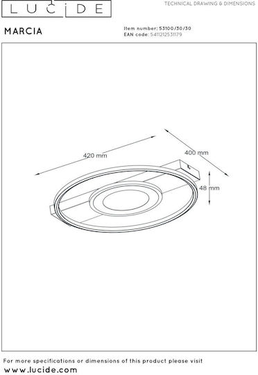 Lucide Lightning Marcia Πλαφονιέρα Οροφής Μαύρη με Ενσωματωμένο LED