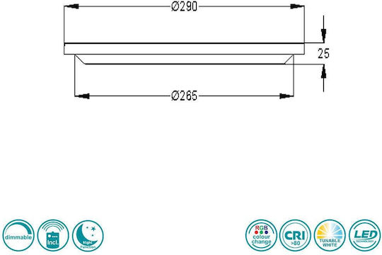 Trio Lighting Ceiling Mount Light 29cm White with Integrated LED and Remote Control