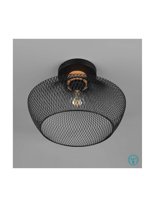 Trio Lighting Valeria Πλαφονιέρα Οροφής 35εκ. Μαύρη με Ντουί E27