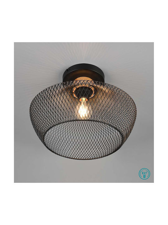 Trio Lighting Valeria Πλαφονιέρα Οροφής 35εκ. Μαύρη με Ντουί E27