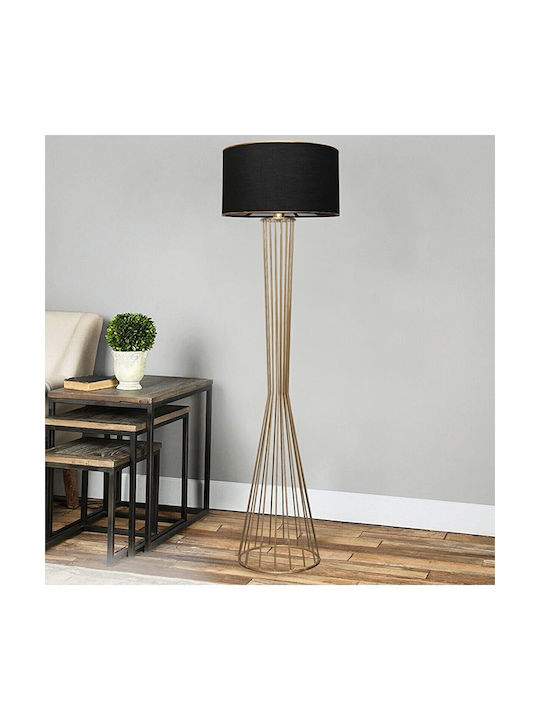 Megapap Clarke Floor Lamp H155xW38cm. with Socket for Bulb E27 Black