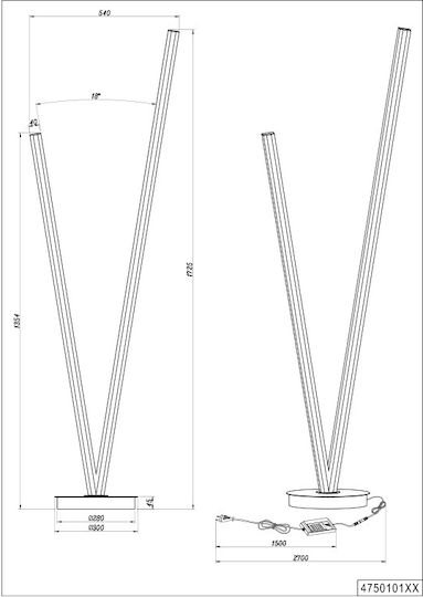 Cinque LED Floor Lamp with Natural White Light Silver