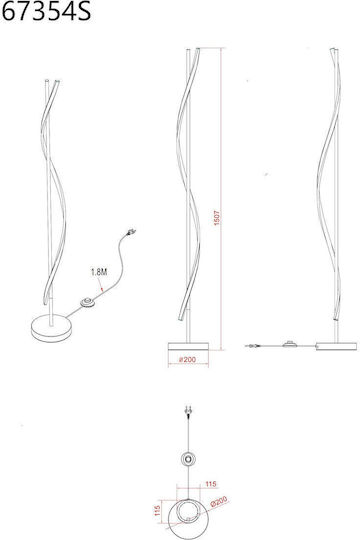 Globo Lighting LED Φωτιστικό Δαπέδου Υ150.7εκ. με Θερμό Λευκό Φως 3180lm Μαύρο