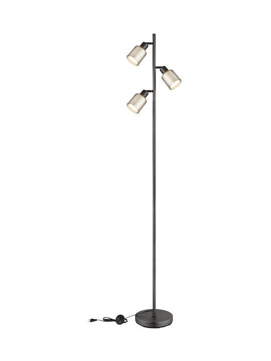 Globo Lighting Floor Lamp Height 161cm with Lamp Bulb Base E14 Grey
